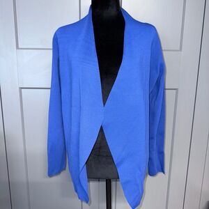 Vintage Gumps San Francisco Blue Knit Open Front Cardigan Sweater Womens Medium